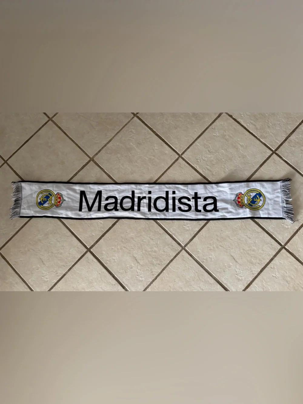 Real Madrid 'Madridista' World Cup Soccer Futbol Fan Scarf - White & Black